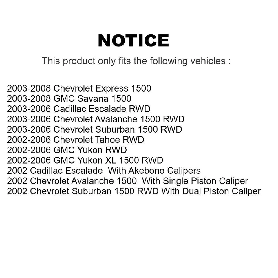 Front Brake Pads Rear Parking Shoes Kit for Chevrolet Express 1500 Tahoe 2002-20 - Image 2 of 4
