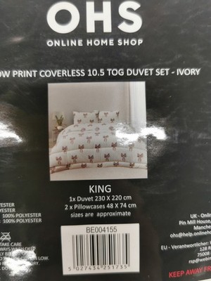 OHS Schleifenmuster Bezugloses 10,5 Tog Bettwäscheset - Elfenbein, King Size