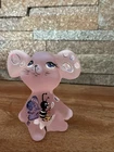 Fenton Rose Pink Mouse With Hand Painted Flowers And Bumblebee 23/63 2023