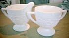 Vintage Indiana Glass Orange Blossom Cream Pitcher w Open Sugar Bowl Set #1