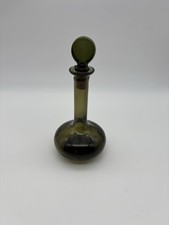 Bottiglia in vetro verde vintage metà secolo con tappo piccola 7" Giappone