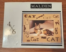 Malden International Designs Wooden Cat Picture Photo Frame 4" X 6" New