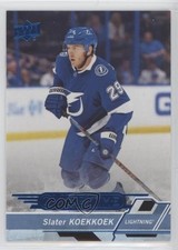 2018-19 Upper Deck Overtime Rookies Blue Foil Slater Koekkoek #128 s9v