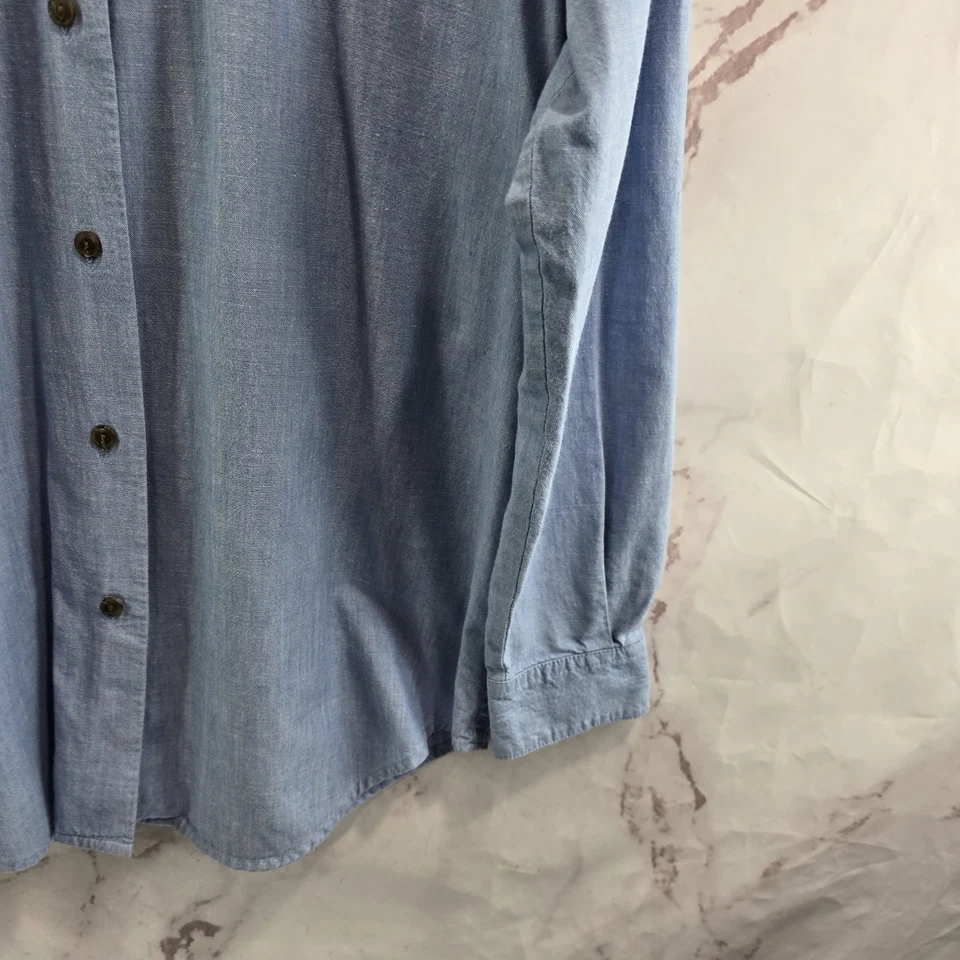 Vintage Halloween Shirt Womens Large 90s Denim Jean Embroidered Button Up Bat - Image 4 of 4