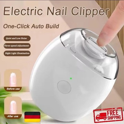Electric Nail File Drill With Light Rechargeable Manicure Pedicure Nail Trimm -