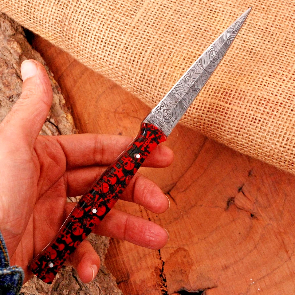 Cuchillo daga de doble filo hoja fija hecho a mano bota castigador calavera diseño Foto 3 de 4