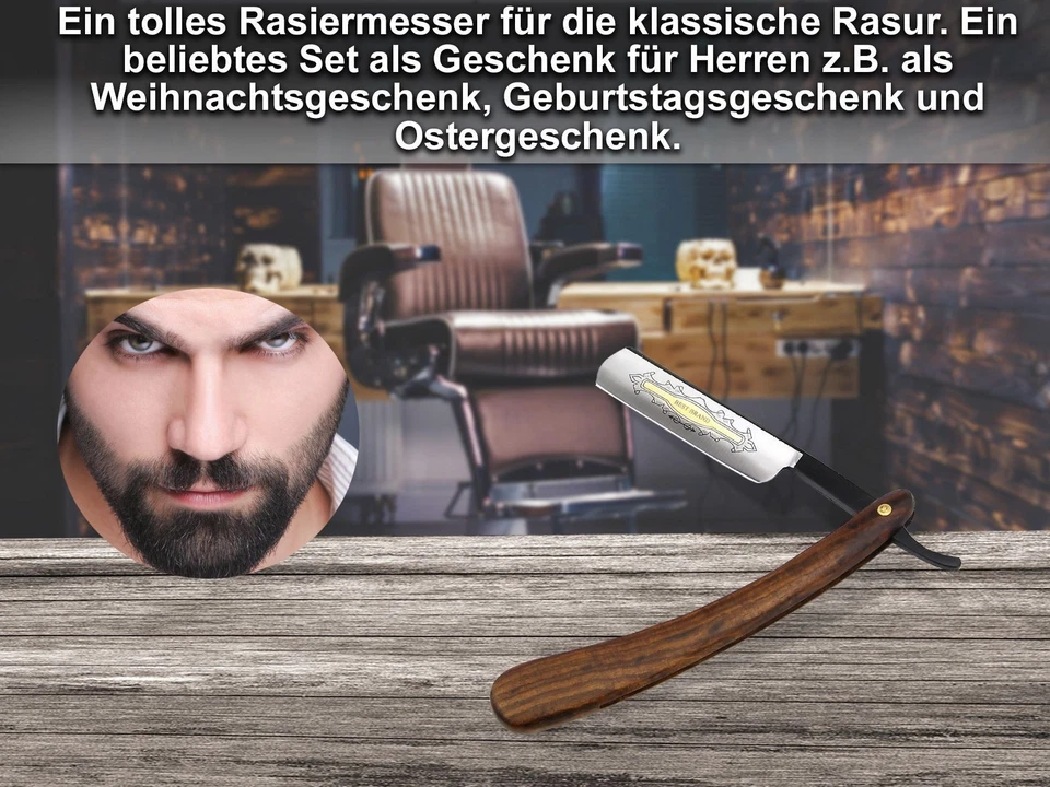 Rasiermesser Goldätzung Hohlschliff + Schleifpaste aus Solingen Set-Angebot - Bild 4 von 4