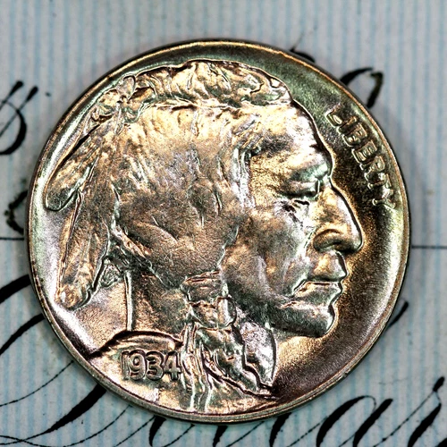 * 1934-D * SOLID+ GEM BU MS BUFFALO NICKEL * FROM ORIGINAL COLLECTION
