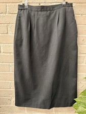 Vintage 1990s Y2K Skirt Wool Blend 29 M Black Academia Secretary Pleated YKK