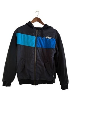Volcom Men s Vester Black Blue Zip Up Size Large Reversible Hoodie Jacket Retro