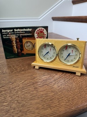 Jerger Schachuhr Chess Clock Tournament Timer Wood, Germany w Box 