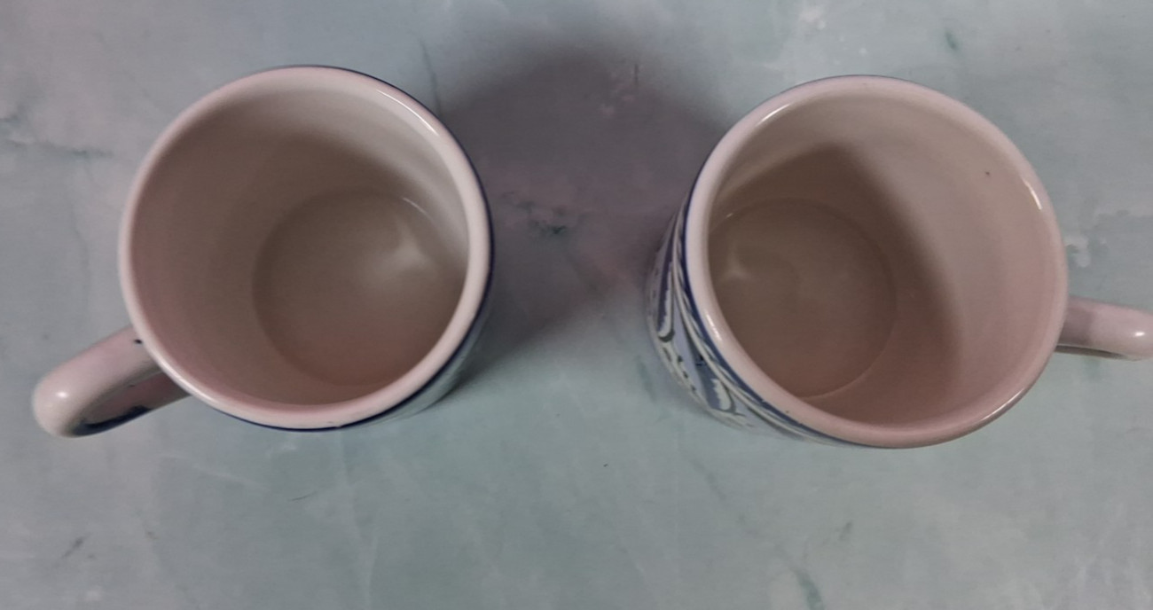 Set of 2 ROMANA SAMBUCA Liqueur Blue Floral Leave White Espresso Demitasse Cups