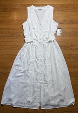NWT Nine West White Sleeveless Dress Size M Lightweight Summer Casual Vacation