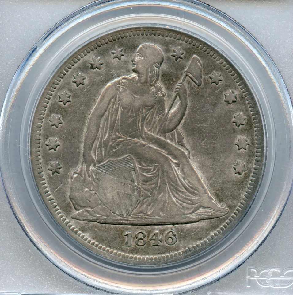 1846 Seated Liberty Silver Dollar PCGS VF 35 - Image 3 of 4