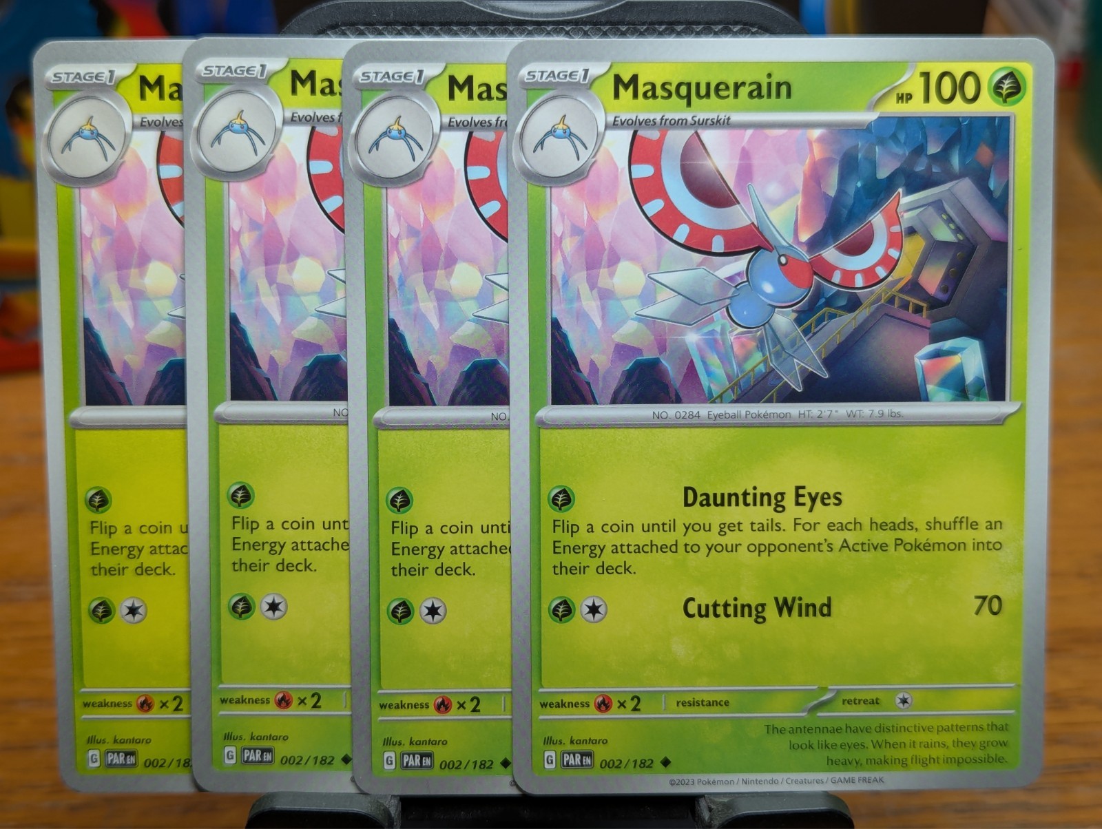 Pokemon TCG Paradox Rift Masquerain 002/182 x4 Playset 