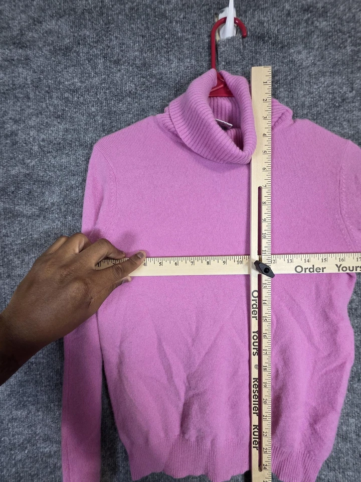 Suéter Marina Luna Cashmere Cuello Alto Mujer Pequeño Rosa Acanalado Tejido Pullover Foto 3 de 4