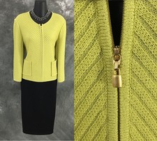 BEAUTIFUL St John jacket green yellow knit suit blazer size 10