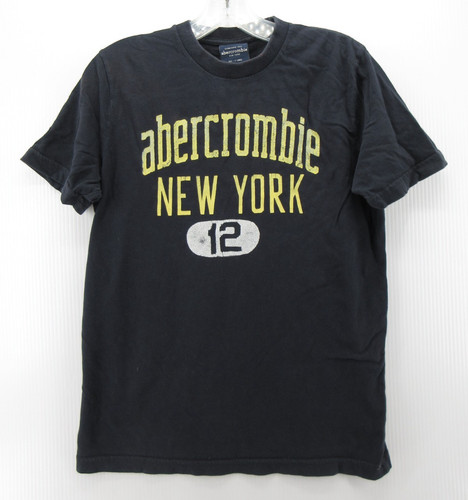 VINTAGE Abercrombie & Fitch Shirt Boys XL Black Pullover Spell Out T Tee Y2K *