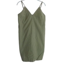 Everlane The Poplin Slip Dress V-Neck Kalamata Green Women 00