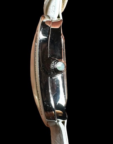 Ecclissi Watch NWOT Ladies Oval Sterling Silver Diamond MOP White Leather Quartz - Picture 5 of 8
