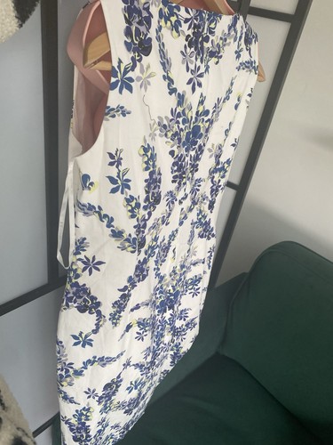 Hobbs Invitiation Blue And Cream Floral Shift Dress Size 12 - Picture 7 of 10