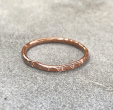 Copper Ring Stackable Hammered Rings band Size 7.5 Wedding Ring Unisex thin 2mm