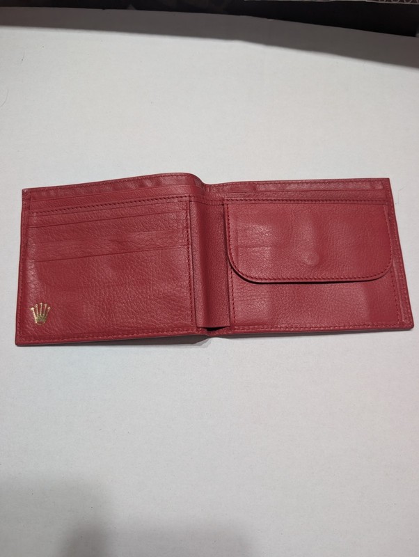 Vintage Rolex Red Leather Bifold Wallet Coin Pocket Ref 0060.02.34 Switzerland