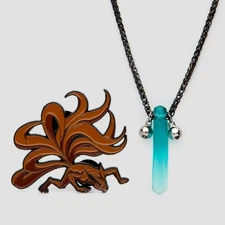 Naruto Shippuden Tsunade Necklace & Nine Tails Fox Pin Collector's Set