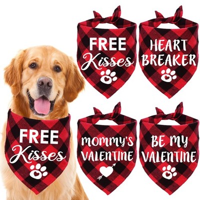 STMK 4 Pack Valentine s Day Dog Bandanas, Valentines Bandanas Large, Red 
