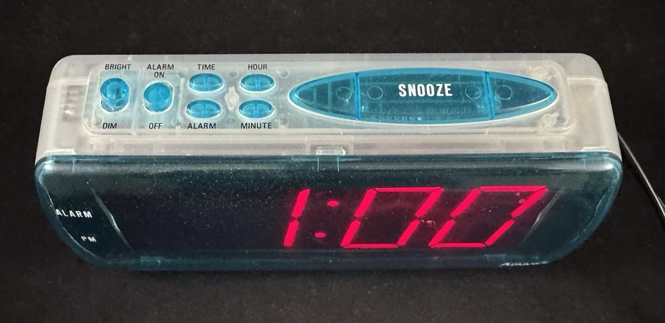 Antigo Relógio Despertador Digital Avançado Teal Soneca Dimmer Grandes Números Modelo 4022 Testado - Imagem 2 de 4