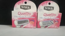  Schick Two Pack Quattro Women Razor Blades Cartridges Refills 4 to a boxes  