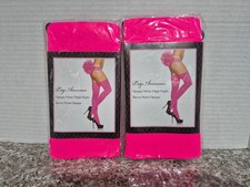 Leg Avenue Set Of 2 Neon Pink Thigh Highs Tights Spandex 90-160 lbs ONE SIZE