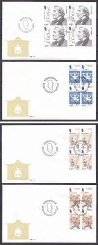w1842/ Denmark (4 stk) Complete H.C.Andersen 4-Block FDC Cover 2005