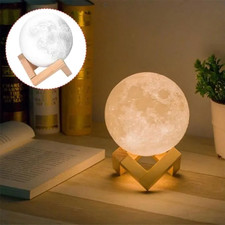 Lampe Lune LED Tactile 18cm 2 Couleurs USB Rechargeable Veilleuse Déco PLA