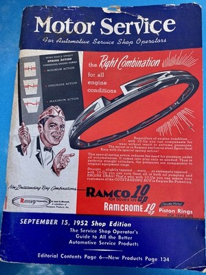 1952 Sep 15, MOTOR SERVICE Magazine for Auto Service Shop Operators VINTAGE