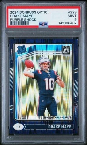 2024 Panini Donruss Optic Drake Maye RC Purple Shock Prizm #229 PSA 9
