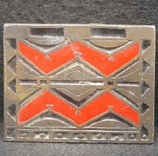 XH07156 COOL VINTAGE 1970s ABSTRACT ARTWORK UNISEX FASHION BRASS BELT BUCKLE