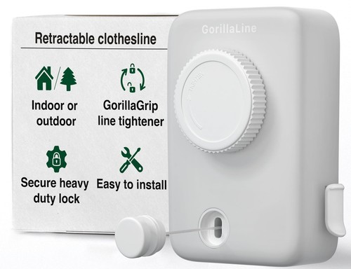 Max - Retractable Clothesline Indoor Outdoor Clothes Line - Heavy Duty Clothe...