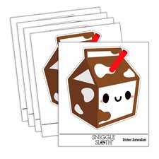 Cute Kawaii Chocolate Milk Carton Laptop Water Bottle Car Window Sticker 5 Pack