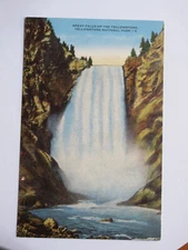Great Falls of Yellowstone National Park 1948 Linen Vintage Postcard