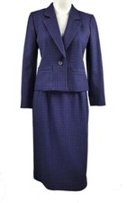 Vintage Pendleton Womens Suit blue polka dot 100 Virgin Wool Jacket Skirt Sz 6P