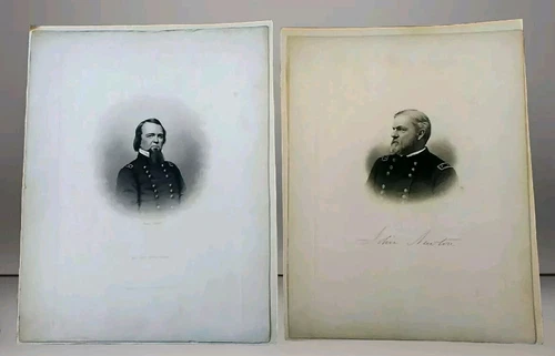 Civil War Army Generals John Pope and John Newton Engravings JC Buttre Lot of 2
