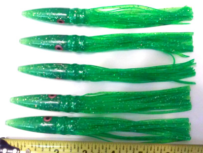5 Green Machine 7'' Trolling Lure Wahoo Marlin Big Game Fishing Tuna Smacker Lot 