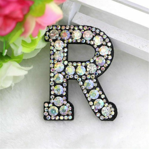 A-Z Letter Rhinestone Patch Iron-on Patches Garment Applique Clothing Stickers - Picture 27 of 35