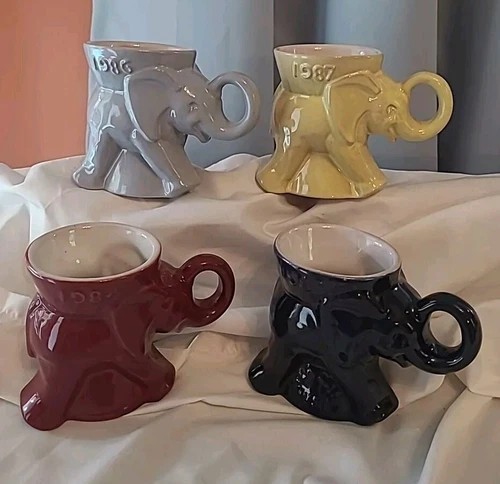 Republican Elephant Coffee Mug GOP  1984,1985, 1986, 1987, 4"T, Frankomo Pottery