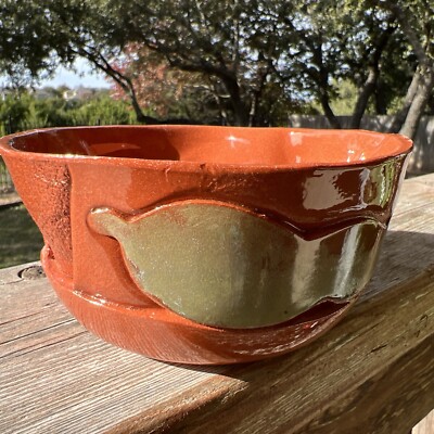 MCM Clay Pottery Prep Bowl Fire Glazed Hand Spun Cereal Candy Bowl Artist Signed