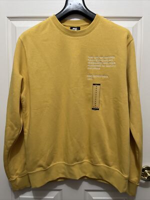 Nike NSW Swoosh Crew Neck Yellow Sweatshirt Men's Size M Medium DJ0465-761 RARE