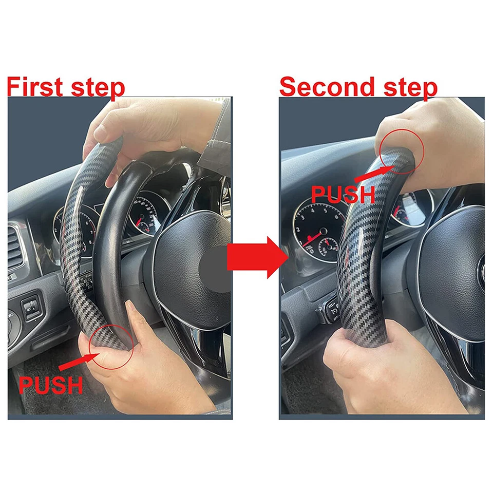 Cubierta elevadora de volante de coche de fibra de carbono 3 piezas accesorios antideslizantes para Ford Foto 4 de 4