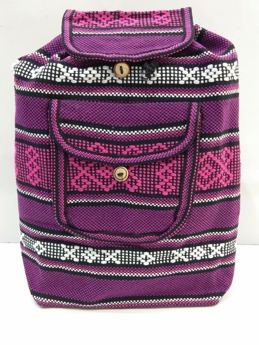 RASTA Bag Beach Hippie Baja Ethnic Multicolors pocket Backpack Made in Mexico - Picture 10 of 55