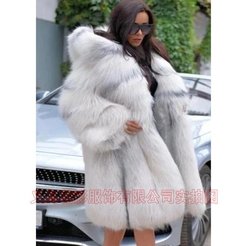 New Fur Imitation Fox Fur Hooded Fur Coat Women's Medium Long Loose Warm Coat - Picture 14 of 14